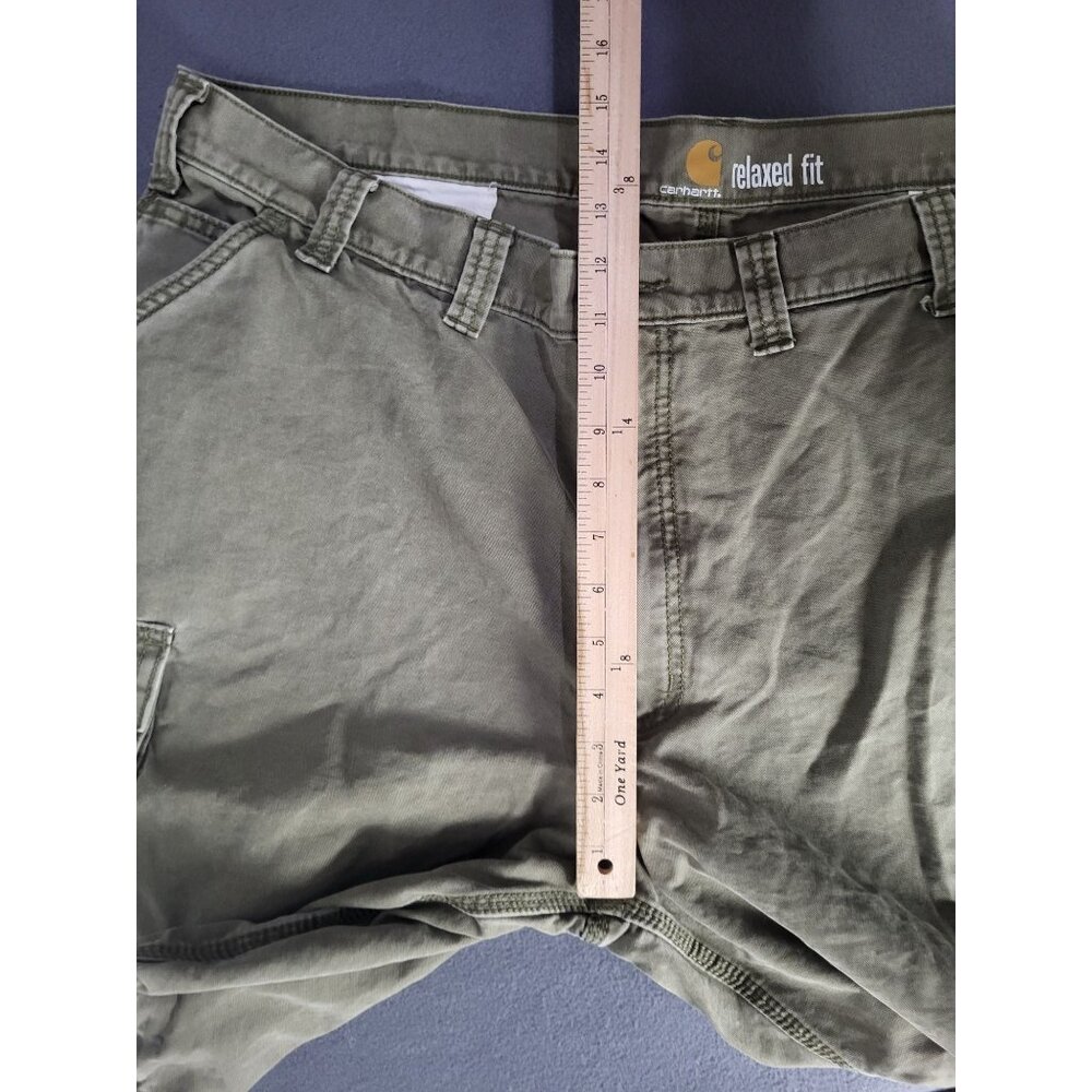 Carhartt Men's Relaxed Fit Cargo Work Shorts olive green canvas SZ 44 - Picture 7 of 9